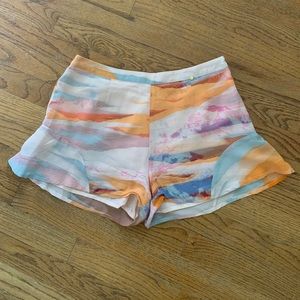 Anthropology Harlyn Silk Shorts Watercolor